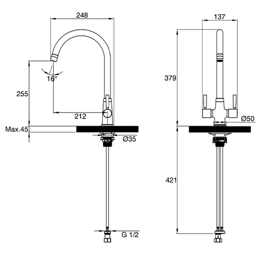 Clearwater Davina Dual Lever Twist & Spray Monobloc Kitchen Sink Mixer Tap - Brushed Nickel - DA20BN - Envy Bathrooms Ltd