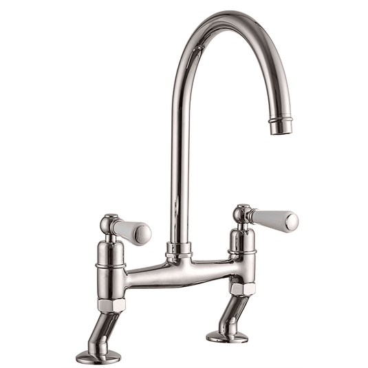 Clearwater Dephini Bridge Twin Lever Kitchen Sink Mixer Tap - Brushed Nickel - DE3BN - Envy Bathrooms Ltd