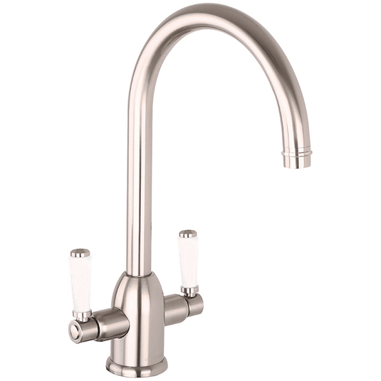 Clearwater Dephini Twin Lever Monobloc Kitchen Sink Mixer Tap - Brushed Nickel - DE2BN - Envy Bathrooms Ltd
