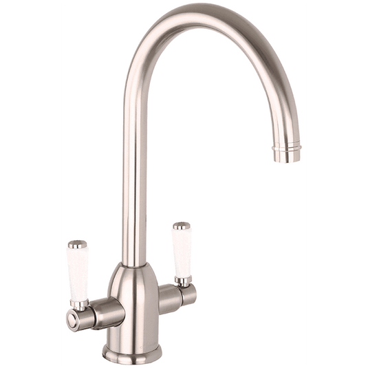 Clearwater Dephini Twin Lever Monobloc Kitchen Sink Mixer Tap - Brushed Nickel - DE2BN - Envy Bathrooms Ltd