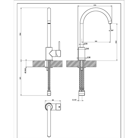 Clearwater Elara C Single Lever Monobloc Kitchen Sink Mixer Tap - Brushed Nickel - CW02590BN - Envy Bathrooms Ltd