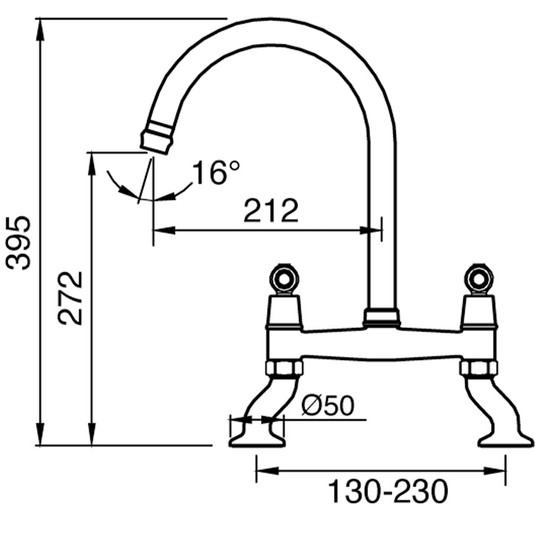 Clearwater Elegance Bridge Twin Lever Twist & Spray Kitchen Sink Mixer Tap - Chrome - ELB10CP - Envy Bathrooms Ltd