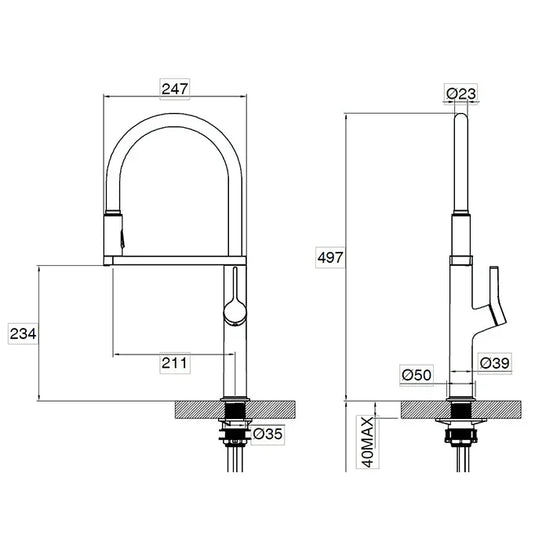 Clearwater Galex Filtered Water Pull Out Kitchen Sink Mixer Tap - Chrome - GAL20CP - Envy Bathrooms Ltd