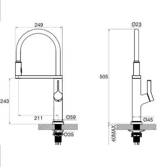 Clearwater Galex Filtered Water Pull Out Kitchen Sink Mixer Tap - Matt Black - GAL20MB - Envy Bathrooms Ltd