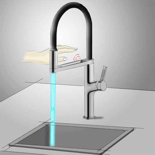 Clearwater Galex Pull Out Sensor Kitchen Sink Mixer Tap - Brushed Nickel - GAL10BN - Envy Bathrooms Ltd