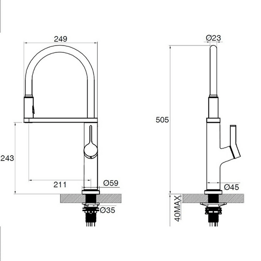Clearwater Galex Pull Out Sensor Kitchen Sink Mixer Tap - Brushed Nickel - GAL10BN - Envy Bathrooms Ltd