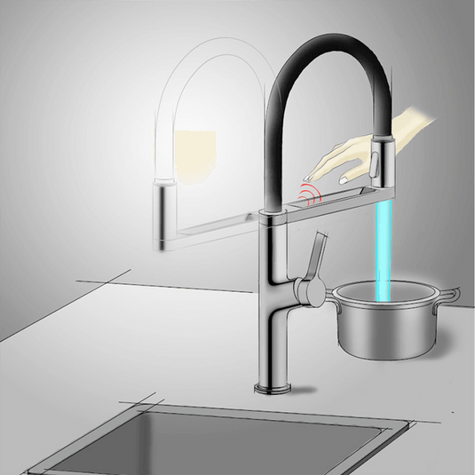 Clearwater Galex Pull Out Sensor Kitchen Sink Mixer Tap - Brushed Nickel - GAL10BN - Envy Bathrooms Ltd