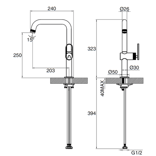 Clearwater Juno Single Lever Monobloc Kitchen Sink Mixer Tap - Brushed Nickel - JUL10BN - Envy Bathrooms Ltd