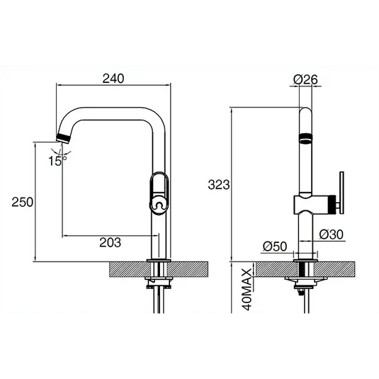 Clearwater Juno Single Lever Monobloc Kitchen Sink Mixer Tap - Brushed Nickel - JUL10BN - Envy Bathrooms Ltd