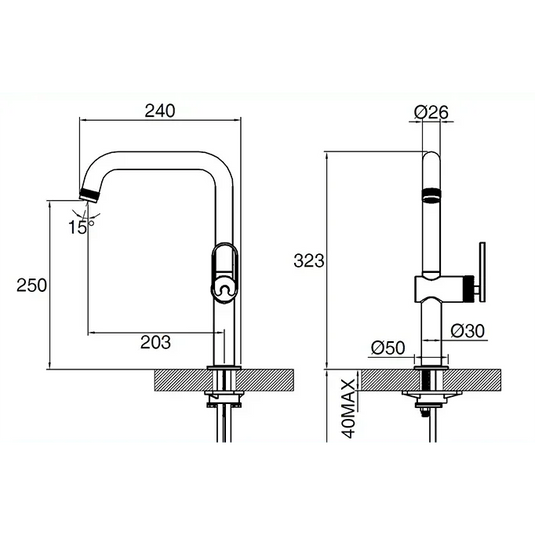 Clearwater Juno Single Lever Monobloc Kitchen Sink Mixer Tap - Brushed Nickel - JUL10BN - Envy Bathrooms Ltd