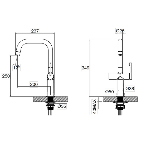 Clearwater Mariner Filtered Water Kitchen Sink Mixer Tap - Brushed Nickel - MAL10BN - Envy Bathrooms Ltd