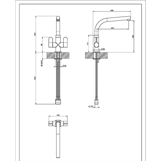 Clearwater Miram Twin Lever Monobloc Kitchen Sink Mixer Tap - Chrome Nero Black - MIR2CPNE - Envy Bathrooms Ltd