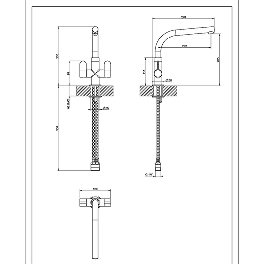 Clearwater Miram Twin Lever Monobloc Kitchen Sink Mixer Tap - Chrome Onyx Black - MIR2CPON - Envy Bathrooms Ltd
