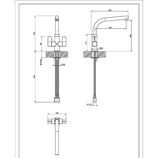 Clearwater Miram Twin Lever Moonstone Monobloc Kitchen Sink Mixer Tap - Brushed Nickel - MIR2BNMS - Envy Bathrooms Ltd