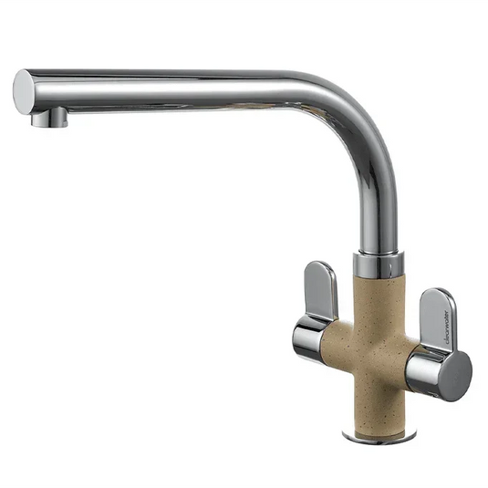 Clearwater Miram Twin Lever Moonstone Monobloc Kitchen Sink Mixer Tap - Chrome - MIR2CPMS - Envy Bathrooms Ltd