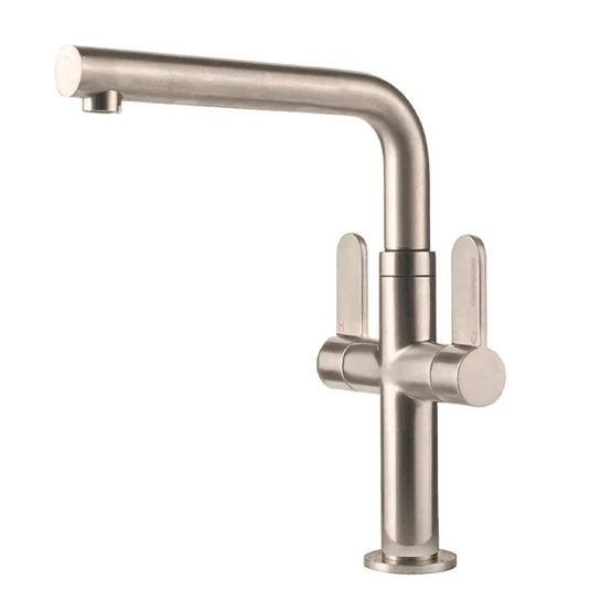 Clearwater Pulsar Twin Lever Monobloc Kitchen Sink Mixer Tap - Brushed Nickel - PU2BN - Envy Bathrooms Ltd