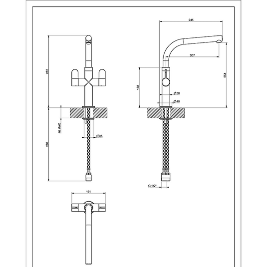 Clearwater Pulsar Twin Lever Monobloc Kitchen Sink Mixer Tap - Brushed Nickel - PU2BN - Envy Bathrooms Ltd