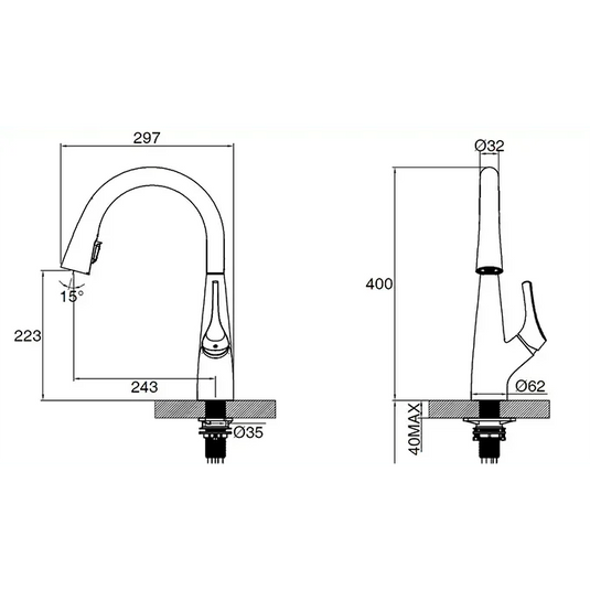Clearwater Rosetta Filtered Water Kitchen Sink Mixer Tap - Brushed Nickel - ROL10BN - Envy Bathrooms Ltd