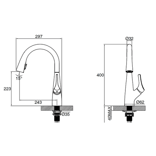 Clearwater Rosetta Filtered Water Kitchen Sink Mixer Tap - Brushed Nickel - ROL10BN - Envy Bathrooms Ltd