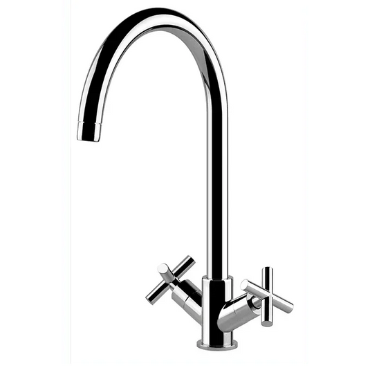 Clearwater Rossi C Twin Lever Monobloc Kitchen Sink Mixer Tap - Chrome - RO2CP - Envy Bathrooms Ltd