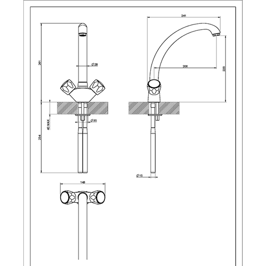 Clearwater Studio Twin Lever Monobloc Kitchen Sink Mixer Tap - Chrome - STUCP - Envy Bathrooms Ltd