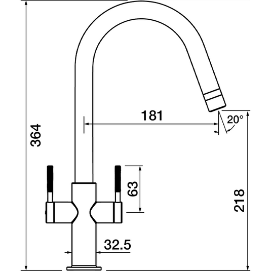 Clearwater Topaz J Dual Lever Twist & Spray Monobloc Kitchen Sink Mixer Tap - Brushed Nickel - TOP20BN - Envy Bathrooms Ltd