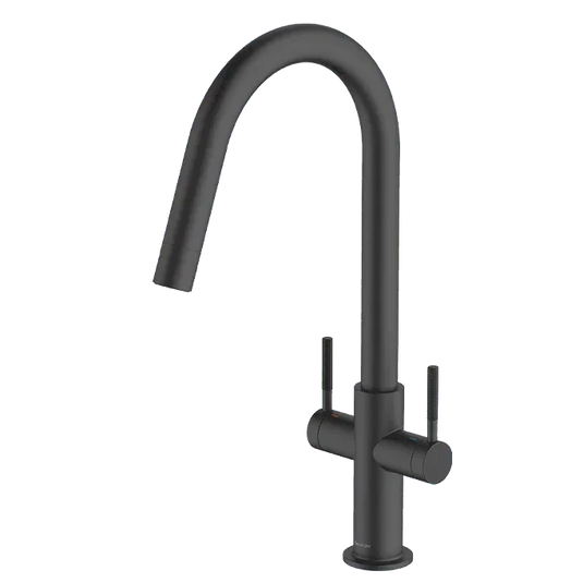 Clearwater Topaz J Dual Lever Twist & Spray Monobloc Kitchen Sink Mixer Tap - Matt Black - TOP20MB - Envy Bathrooms Ltd