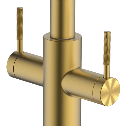 Clearwater Topaz U Dual Lever Twist & Spray Monobloc Kitchen Sink Mixer Tap - Brushed Brass - TOP10BB - Envy Bathrooms Ltd