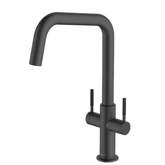 Clearwater Topaz U Dual Lever Twist & Spray Monobloc Kitchen Sink Mixer Tap - Matt Black - TOP10MB - Envy Bathrooms Ltd
