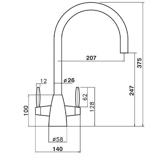 Clearwater Tutti Dual Lever Twist & Spray Monobloc Kitchen Sink Mixer Tap - Brushed Nickel - TU81073BS - Envy Bathrooms Ltd