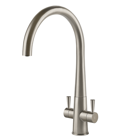 Clearwater Corona C Twin Lever Monobloc Kitchen Sink Mixer Tap - Brushed Nickel - COR2BN