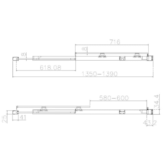 Dilusso 1400mm Sliding Recess Shower Door - Brushed Brass - Envy Bathrooms Ltd