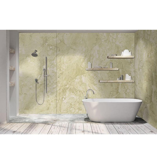 DuraPanel Classic Travertine Gloss - Square Edge - 2400 x 1200 - Envy Bathrooms Ltd