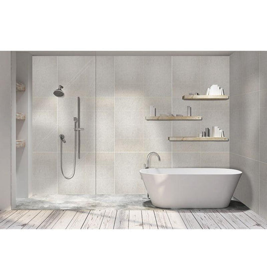 DuraPanel Grey Concrete Tile Effect - Tongue & Groove - 2400 x 600 - Envy Bathrooms Ltd