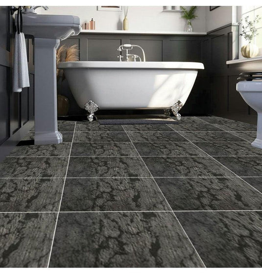 DuraPanel Tile Pattern Click Flooring - Anthracite Marble - Envy Bathrooms Ltd