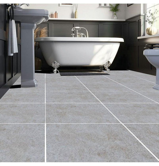 DuraPanel Tile Pattern Click Flooring - Light Grey Stone - Envy Bathrooms Ltd