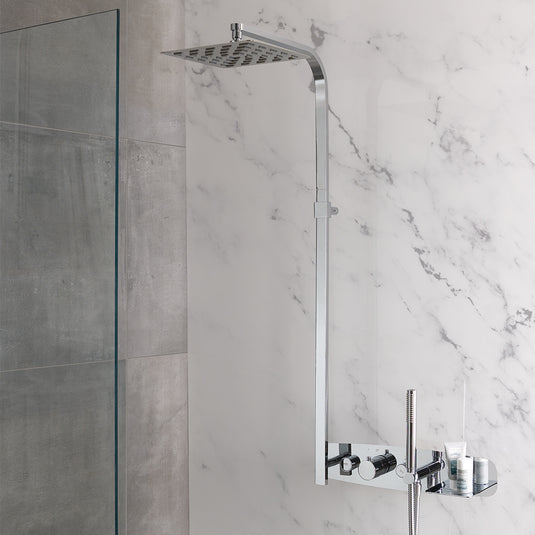 Eastbrook 1048mm Tall Veroli Thermostatic Rail Kit with Shower Shelf & Handset Chrome | 78.0042