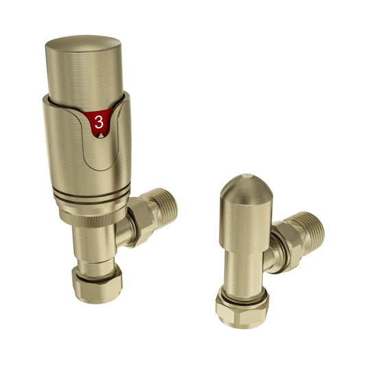 Eastbrook 15mm Angled TRV & Lockshield Valve Brushed Brass | 41.3036