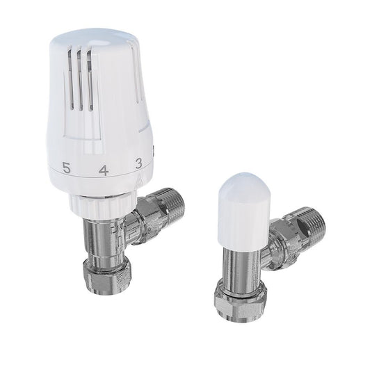 Eastbrook 15mm Angled TRV & Lockshield Valve Chrome/Gloss White | 41.3039