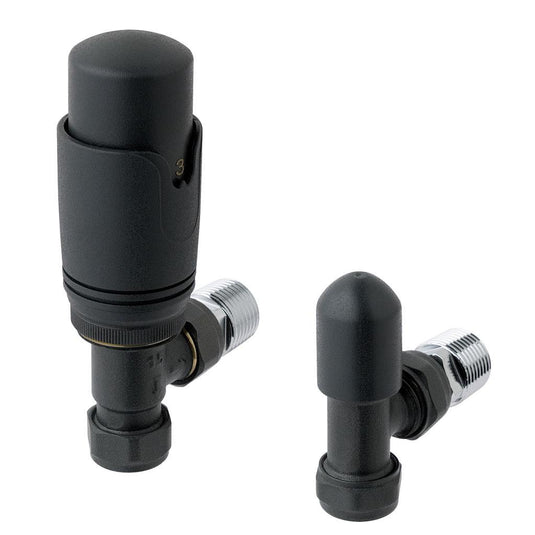 Eastbrook 15mm Angled TRV & Lockshield Valve Matt Anthracite | 41.3024