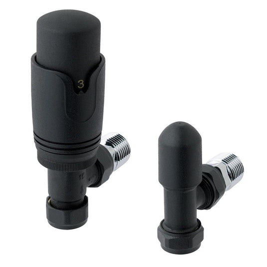 Eastbrook 15mm Angled TRV & Lockshield Valve Matt Black | 41.3025