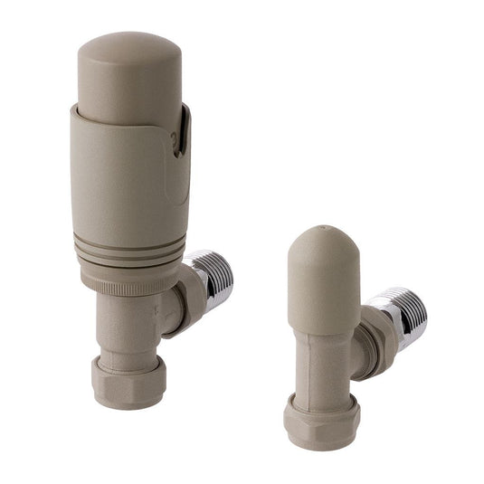 Eastbrook 15mm Angled TRV & Lockshield Valve Matt Cappuccino | 41.3029