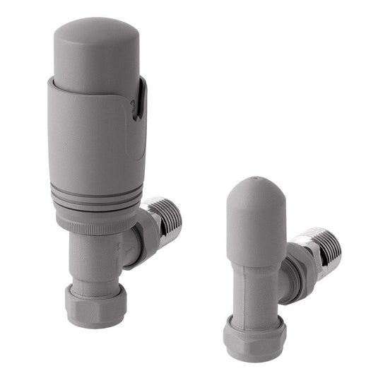 Eastbrook 15mm Angled TRV & Lockshield Valve Matt Grey | 41.3027