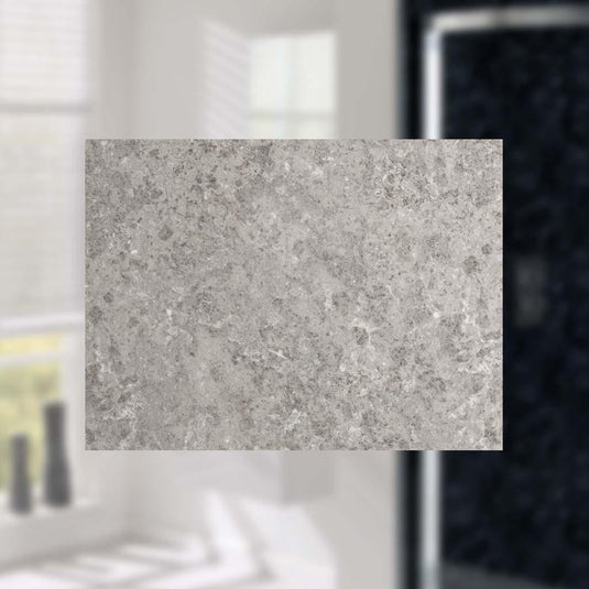 Grey stone effect bathroom wall panel with textured finish