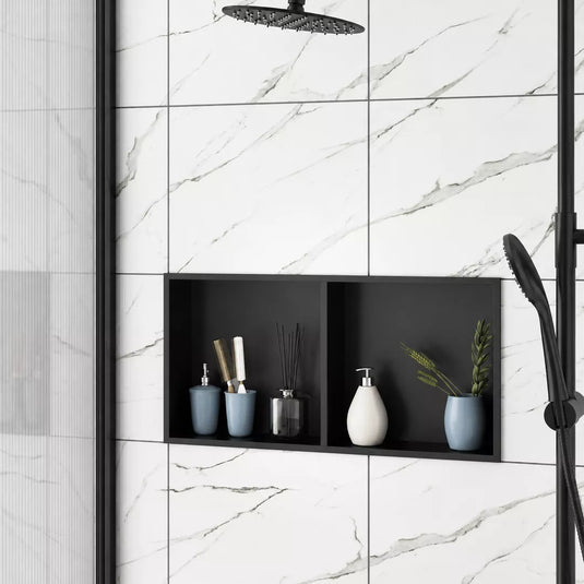 Eastbrook 600x300mm Shower Niche Matt Black | 52.712 - Envy Bathrooms Ltd