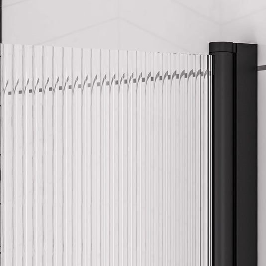 Eastbrook 6mm Fluted Straight Bath Screen 1400 x 800mm RH Matt Black | 49.5105
