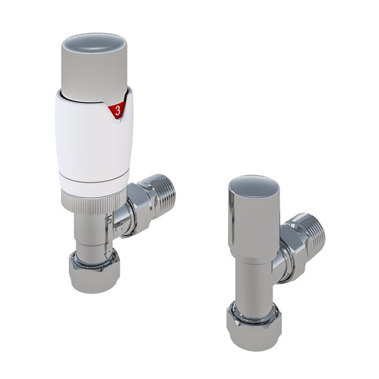 Eastbrook Angled Designer TRV with Lockshield 15mm Chrome/Gloss White | 54.0006