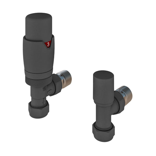 Eastbrook Angled Designer TRV with Lockshield 15mm Matt Anthracite | 54.0017