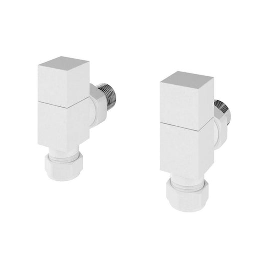 Eastbrook Angled Square Radiator Valves Pair Matt White | 54.0058
