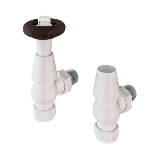 Eastbrook Angled Traditional TRV with Lockshield 15mm Gloss White | 54.0032